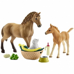 Игровой набор - Сара ухаживает за детенышами, 3 фигурки (Schleich, 42432k)